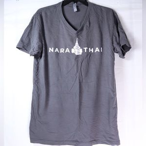 Simple Medium Grey Nara Thai V Neck T-Shirt